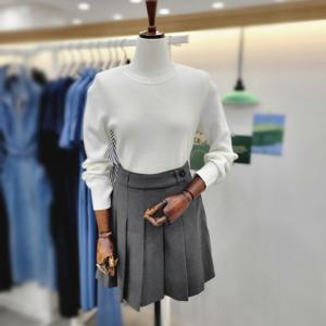 [비지트인뉴욕]페미닌 라운드 무지긴팔 니트티셔츠 VBALK92_US