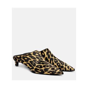 질샌더 Pointy 레오파드 프린트 카프 헤어 뮬 P01044138