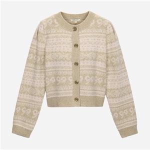 [써스데이아일랜드](T258MCD241W)리본 자카드 니트 가디건