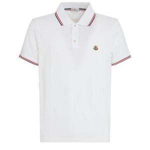 26 SS 몽클레어 로고 패치 와펜 쇼트 슬리브 폴로 셔츠 화이트 8A7030084556