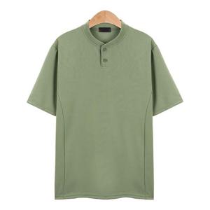 라인 헨리넥 포인트 스판 라이트카키 티셔츠_CMT006