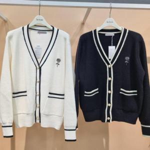 라티움 HC34 이중 띠배색 앞오픈형 깔끔한 니트가디건 T2543CD03