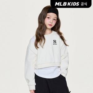 [MLB키즈 공식] 25FW 스트릿 걸즈 레터링 레이어드 맨투맨 NY (Ivory)7FMTB2556-50IVS