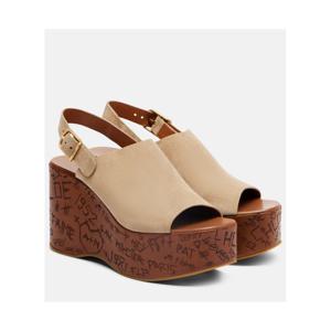 끌로에 Maxime 80 스웨이드 웨지 샌들 P01133636