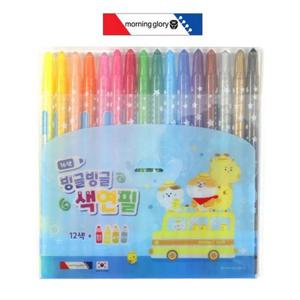 모닝글로리 빙글빙글 색연필 16색 (블루)