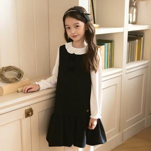 [로엠걸즈(아동)]블랙 리본 벌룬 원피스 RGOW25W7P
