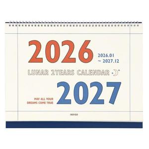 [인디고] 2026-2027 루나 레트로 2년 대형 B4 탁상 달력 (26년 1월~27년 12월, 음력, 절기)