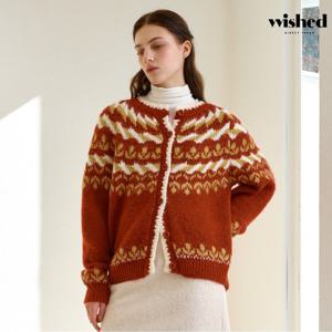 [위시드]노르딕 패턴 라운드 니트 가디건 (WICDCD043)