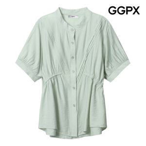 [지지피엑스]사선 핀턱 차이나넥 셔링 블라우스 (GP6SH011F)