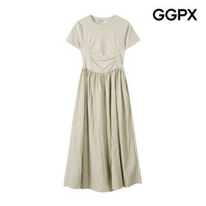 [지지피엑스]셔링 바스락 배색 반팔 원피스 (GP6OP010F)