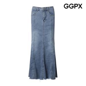 [지지피엑스]절개 머메이드 데님 롱 스커트 (GP4SK018F)