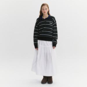 [마리끌레르][정가89,000]드로잉 스트라이프 울 카라 니트(MAFCKN23MBK)