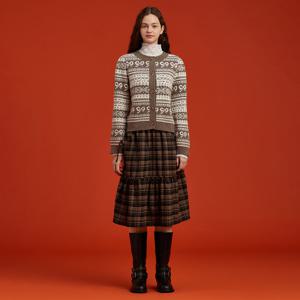 [써스데이아일랜드][여성]리본 자카드 니트 가디건(T258MCD244W)