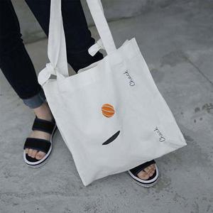 학생가방 심플 자수 보조가방 에코백 캔버스 숄더백