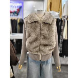 밸리걸 세이브존01 니트 소매 탈착 페이크퍼 집업 자켓 616540