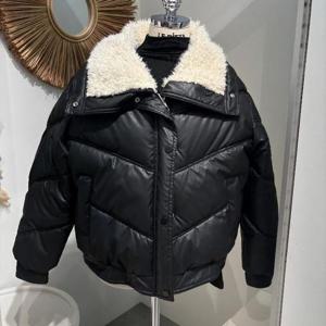 르피타 HC06 퍼 카라 라인 숏 패딩(BK) L254BJPC01