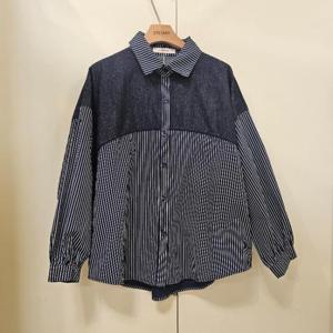 스테파니 HC07 배색데님 포인트 남방 A26DM6102