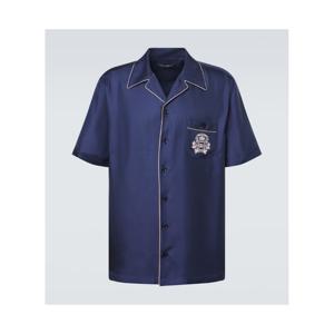 돌체앤가바나 로고 실크 새틴 볼링 셔츠 P01129686