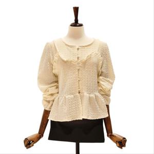 [나인스텝]엠보 끈 프릴 블라우스 N26NS6103