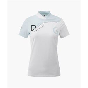 데상트 GOLF 여성 컬러 블럭 골지 반팔 티셔츠 (DQ12WFTS34) DQ12WFTS34_BWTG 280234