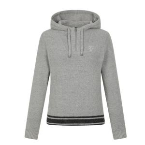 [팬텀]겨울 여성 배색 후드 반집업 긴팔 니트 / 221E4SR161_GY_I