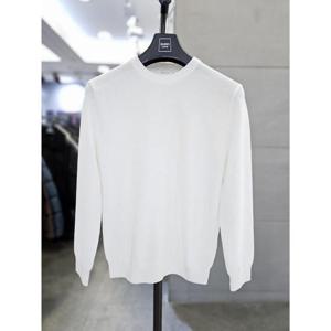 바쏘옴므 세이브존03 바쏘옴므 남자 간절기 화이트 와플 라운드 니트 WSAQA1WR06A