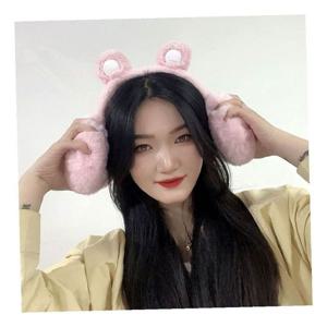 핑크곰 방한 접이식 퍼 귀마개 패션 여성 보온 귀덮개