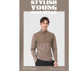 [엘르골프]남성 앞판 퀼팅 방풍 반집업티셔츠 6J75452 다크베이