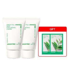 이니스프리 [GS단독] 그린티 히알루론산 크림 50mL(튜브) 2개+그린티 에너지 마스크 2매