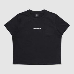 M 엄브로반팔티 LQC UQ122SRS17-BLK 프레쉬 레터링 우먼스 크롭 반팔 티셔츠 BLACK