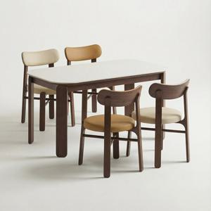 스코나 모네드 세라믹 원목 4인 식탁세트(벤치1개+의자2개)