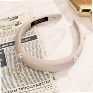 (엔젤슈슈) 새틴 진주 볼륨 헤어밴드 베이지 머리띠