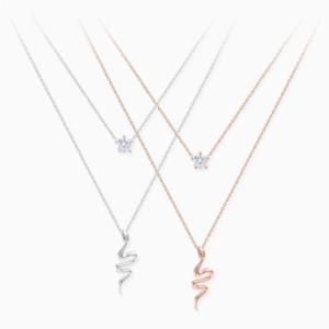 (실버) 스네이크 앤 큐빅 목걸이