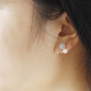 클립형 지르코니아 큐빅 쉘 AAA 이어링 진주 이중 귀걸이