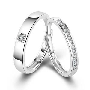 실버 쌍반지 S925 지르코니아 심플 모던 커플링 일자