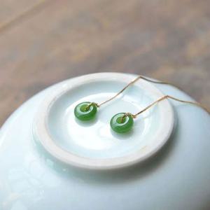 시리즈 옥 팬던트겸용 청옥 자연주의 금테 S925 원석 귀걸이