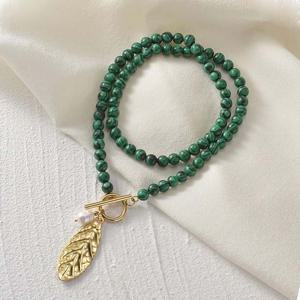 포인트 공작석 원석 걸쇠 말라카이트 목걸이 담수진주