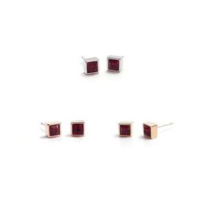 E507 4mm시암 스퀘어 오스트리아크리스탈 은침 귀걸이