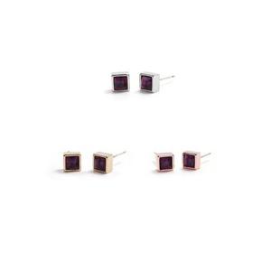 E505 4mm 아메시스트 스퀘어 크리스탈 은침 귀걸이