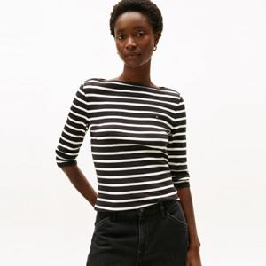 [타미힐피거(여성)]슬림 보트넥 티셔츠 T22G0TTO030WT1