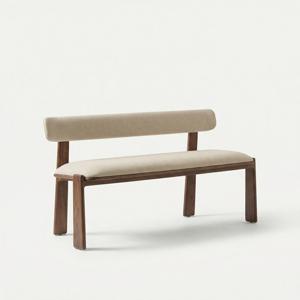 스코나 린아크 아시아월넛 원목 실리콘레더 1500 3인 벤치 의자