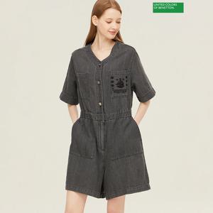 베네통 숏 데님 점프수트 BAOP54431