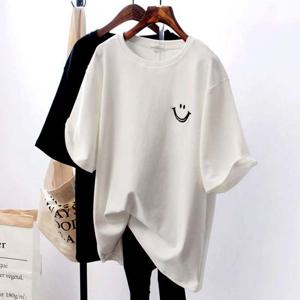 여성 스마일 반팔티 URD006 흐 나시 맨투맨 티숙 반팔 스마일