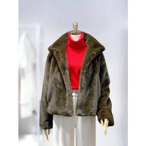 올리브데올리브 (OF5WMB08) 하이넥 크롭 페이크 퍼자켓