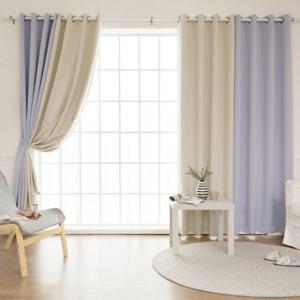 까르데코 디망쉬솔리드 투톤 암막커튼4장 라일락+비스킷