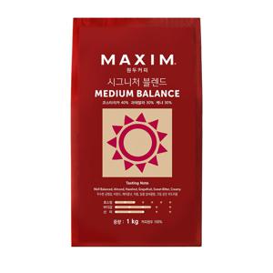 맥심 시그니처 블렌드 미디움 밸런스 원두 1kg (로스팅 홀빈)