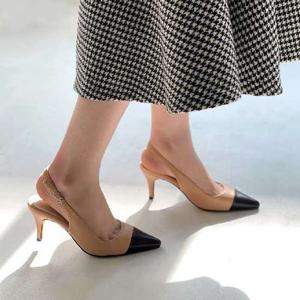 [블루피오레] 투톤 콤비 슬링백 하이힐 BFS833