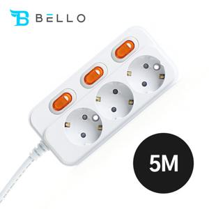 현대일렉트릭 개별 스위치 접지 3구 5m 멀티탭