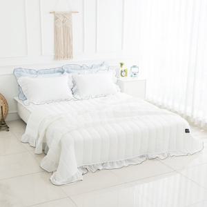 에어밤부 프릴 스노우 리플 Q퀸 여름누비이불패드 풀세트 화이트
