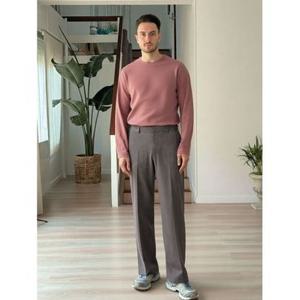 [자주]다크 브라운 남 세미 와이드핏 슬랙스 J322402012